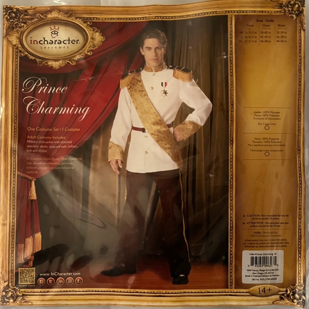 Men's size medium Prince Charming costume